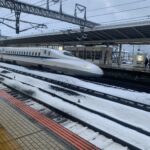 リアル新幹線女子部の雪中新幹線in米原駅